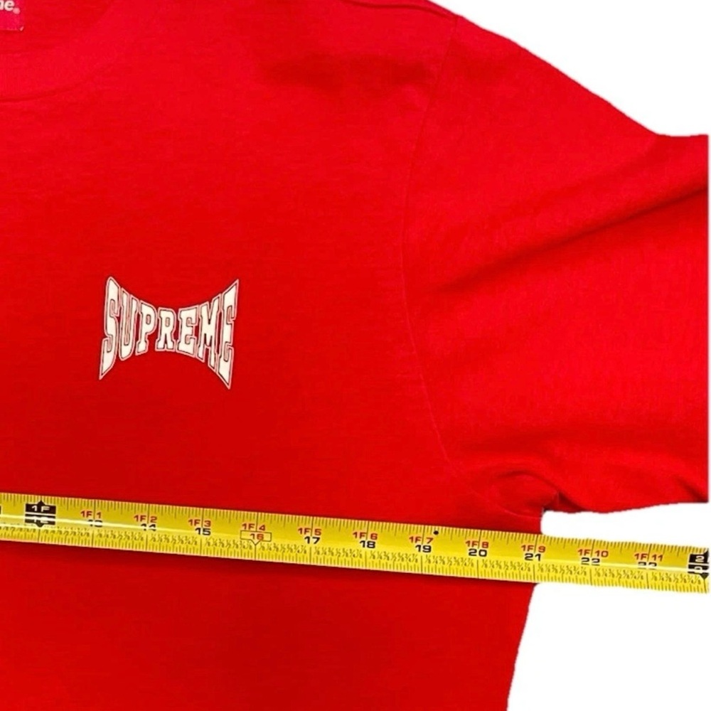 Supreme Split Short Sleeve Top Tee Medium Red Black Men’s 100% Cotton - Picture 7 of 9